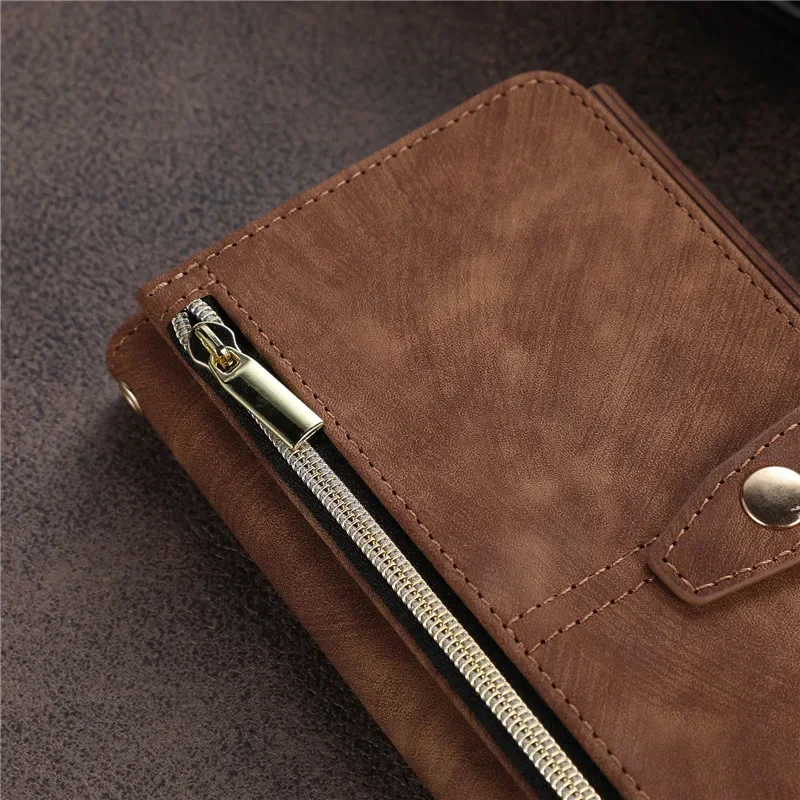 Zipper Wallet Flip Leather Cover For Samsung Galaxy S26 S25 S24 S23 Ultra S22 S21 FE S20 Plus Note20 5G Multi Card Case Coque