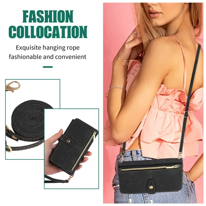Zipper Wallet Flip Leather Cover For Samsung Galaxy S26 S25 S24 S23 Ultra S22 S21 FE S20 Plus Note20 5G Multi Card Case Coque