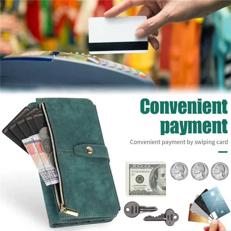Zipper Wallet Flip Leather Cover For Samsung Galaxy S26 S25 S24 S23 Ultra S22 S21 FE S20 Plus Note20 5G Multi Card Case Coque