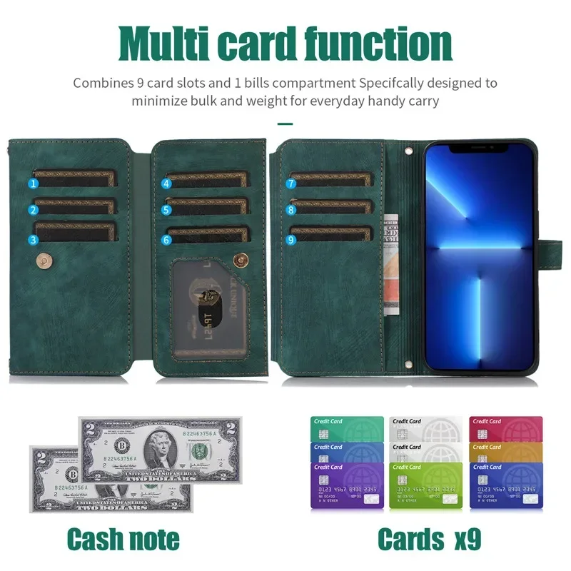 Zipper Wallet Flip Leather Cover For Samsung Galaxy S26 S25 S24 S23 Ultra S22 S21 FE S20 Plus Note20 5G Multi Card Case Coque