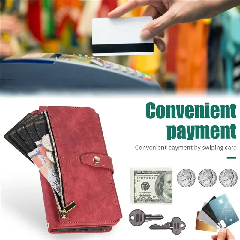 Zipper Wallet Flip Leather Cover For Samsung Galaxy S26 S25 S24 S23 Ultra S22 S21 FE S20 Plus Note20 5G Multi Card Case Coque
