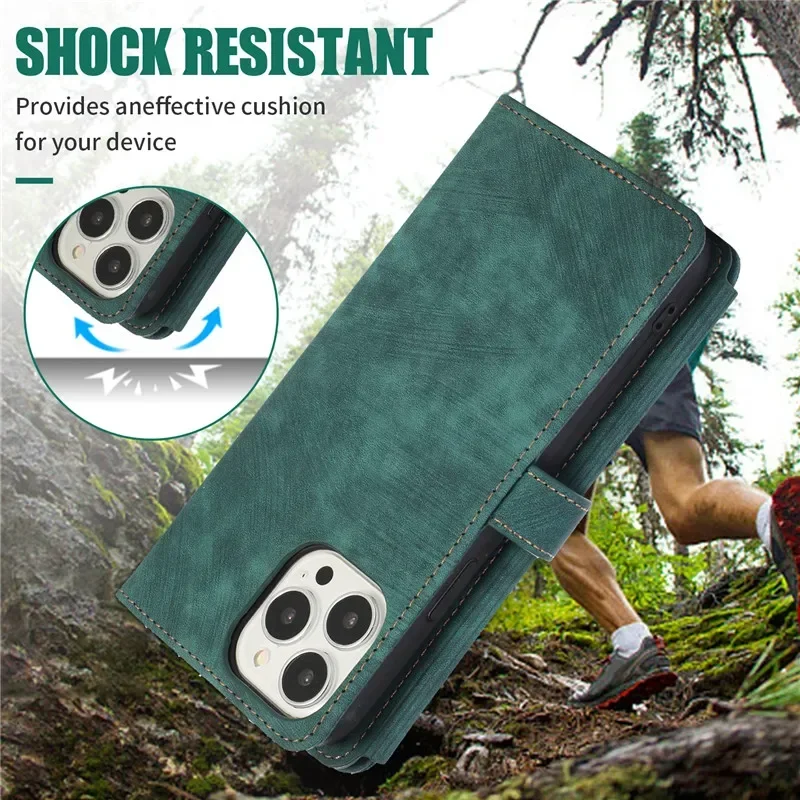 Zipper Wallet Flip Leather Cover For Samsung Galaxy S26 S25 S24 S23 Ultra S22 S21 FE S20 Plus Note20 5G Multi Card Case Coque