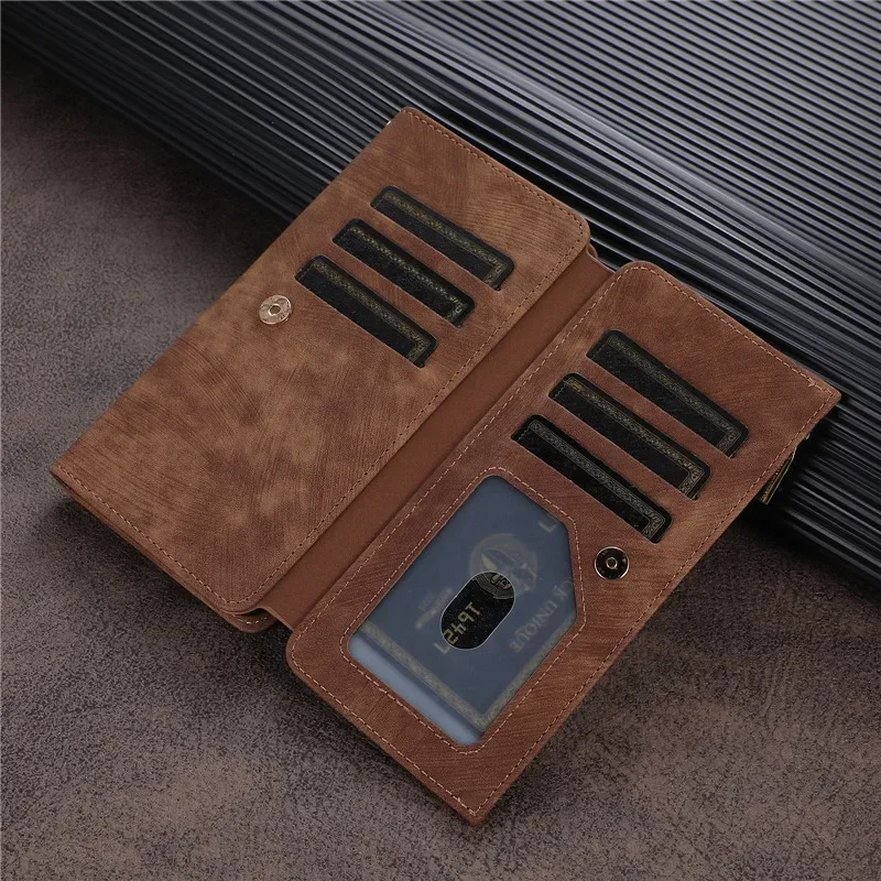 Zipper Wallet Flip Leather Cover For Samsung Galaxy S26 S25 S24 S23 Ultra S22 S21 FE S20 Plus Note20 5G Multi Card Case Coque