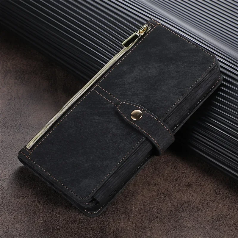 Zipper Wallet Flip Leather Cover For Samsung Galaxy S26 S25 S24 S23 Ultra S22 S21 FE S20 Plus Note20 5G Multi Card Case Coque