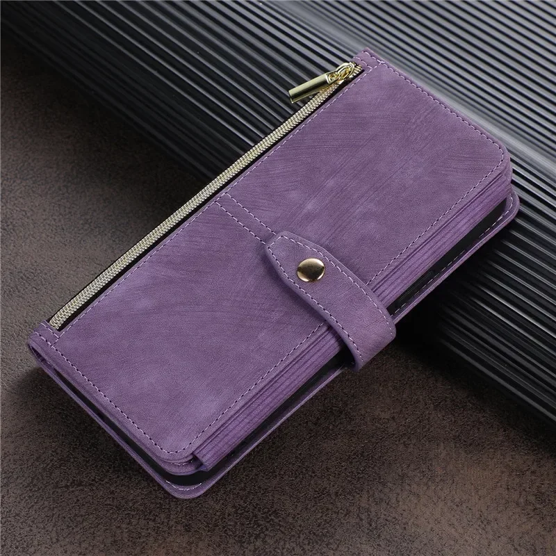 Zipper Wallet Flip Leather Cover For Samsung Galaxy S26 S25 S24 S23 Ultra S22 S21 FE S20 Plus Note20 5G Multi Card Case Coque