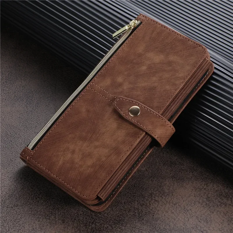 Zipper Wallet Flip Leather Cover For Samsung Galaxy S26 S25 S24 S23 Ultra S22 S21 FE S20 Plus Note20 5G Multi Card Case Coque
