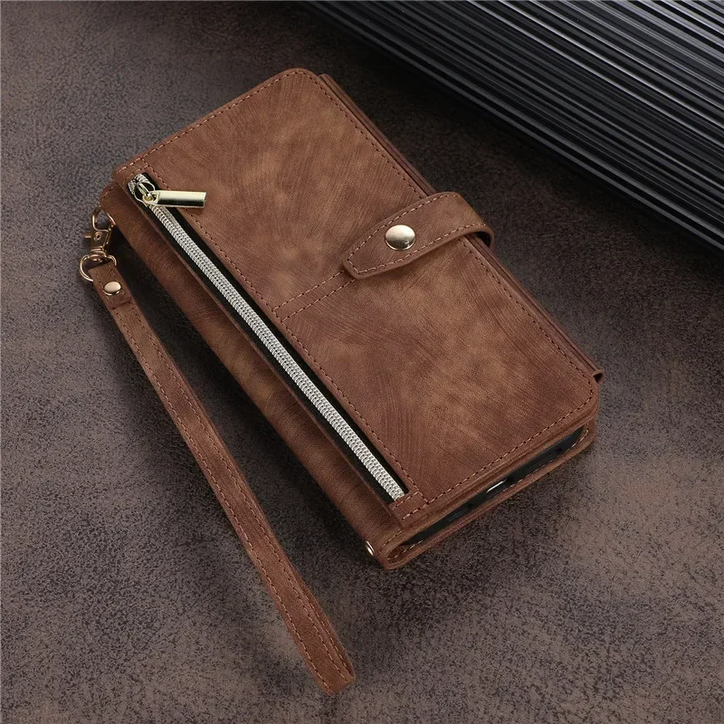 Zipper Wallet Flip Leather Cover For Samsung Galaxy S26 S25 S24 S23 Ultra S22 S21 FE S20 Plus Note20 5G Multi Card Case Coque