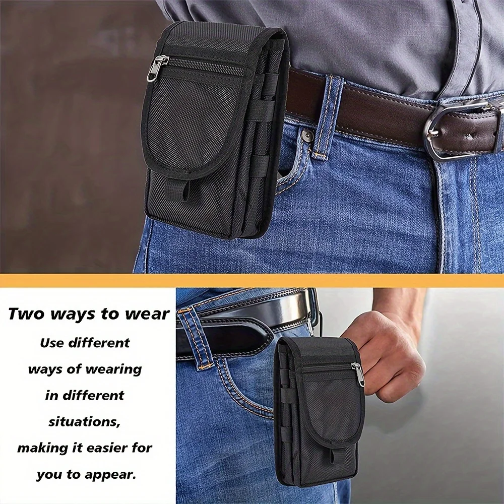 6.5 Inch Multi-Functional Mobile Phone Bag Oxford Fabric Pocket Cell Phone Belt Pouch Case Men's Outdoor Bag for Iphone 16 15