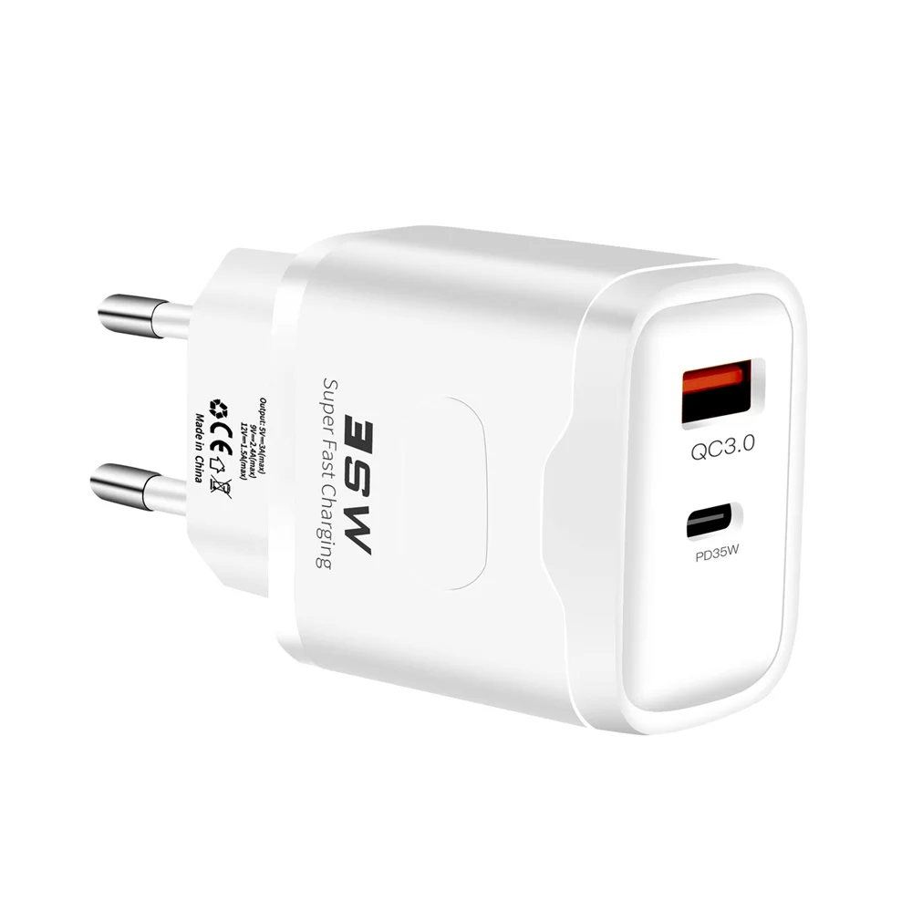 35W PD USB Quick Charger Super Fast Charging Mobile Phone Charge Adapter for iPhone 15 Xiaomi Samsung Huawei QC3.0 USB C Charger