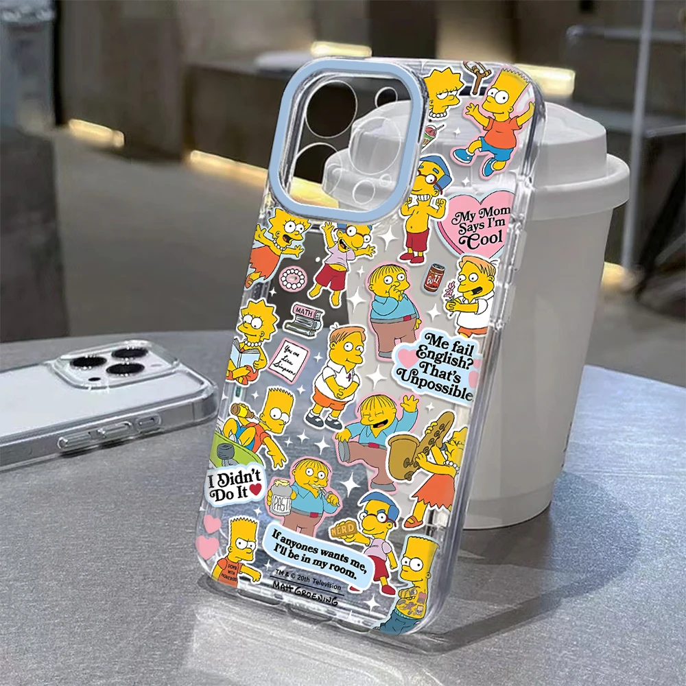 Cartoon cute simpsons Phone Case For iPhone 16e 15 14 13 12 11 Mini Pro Max X XR XSMax 7 8 Plus Transparent Soft TPU Back Cover