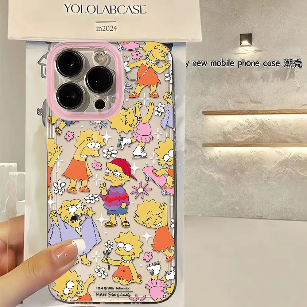 Cartoon cute simpsons Phone Case For iPhone 16e 15 14 13 12 11 Mini Pro Max X XR XSMax 7 8 Plus Transparent Soft TPU Back Cover