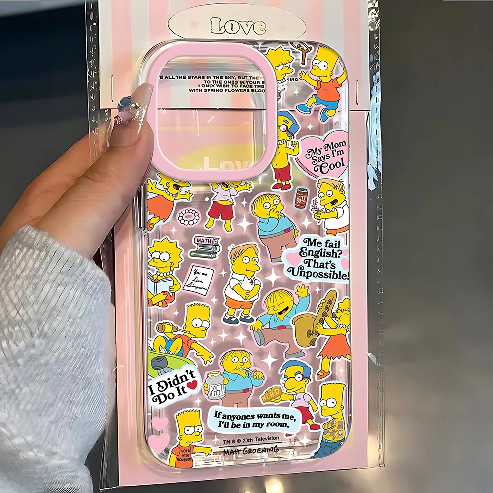 Cartoon cute simpsons Phone Case For iPhone 16e 15 14 13 12 11 Mini Pro Max X XR XSMax 7 8 Plus Transparent Soft TPU Back Cover