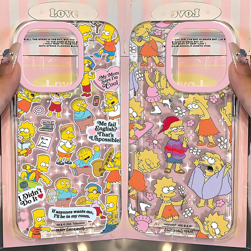 Cartoon cute simpsons Phone Case For iPhone 16e 15 14 13 12 11 Mini Pro Max X XR XSMax 7 8 Plus Transparent Soft TPU Back Cover