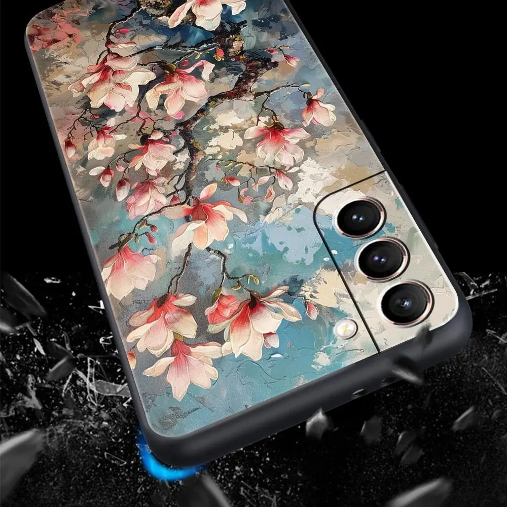 Oil Painting Of Flowers Phone Case For Samsung Galaxy S25 S24 S23 S22 S20 Ultra S21 FE 5G S10 Plus S10E Soft TPU Cover