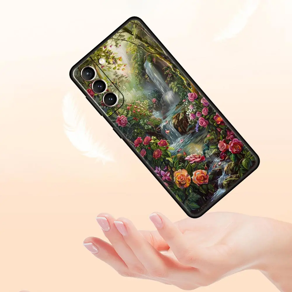 Oil Painting Of Flowers Phone Case For Samsung Galaxy S25 S24 S23 S22 S20 Ultra S21 FE 5G S10 Plus S10E Soft TPU Cover
