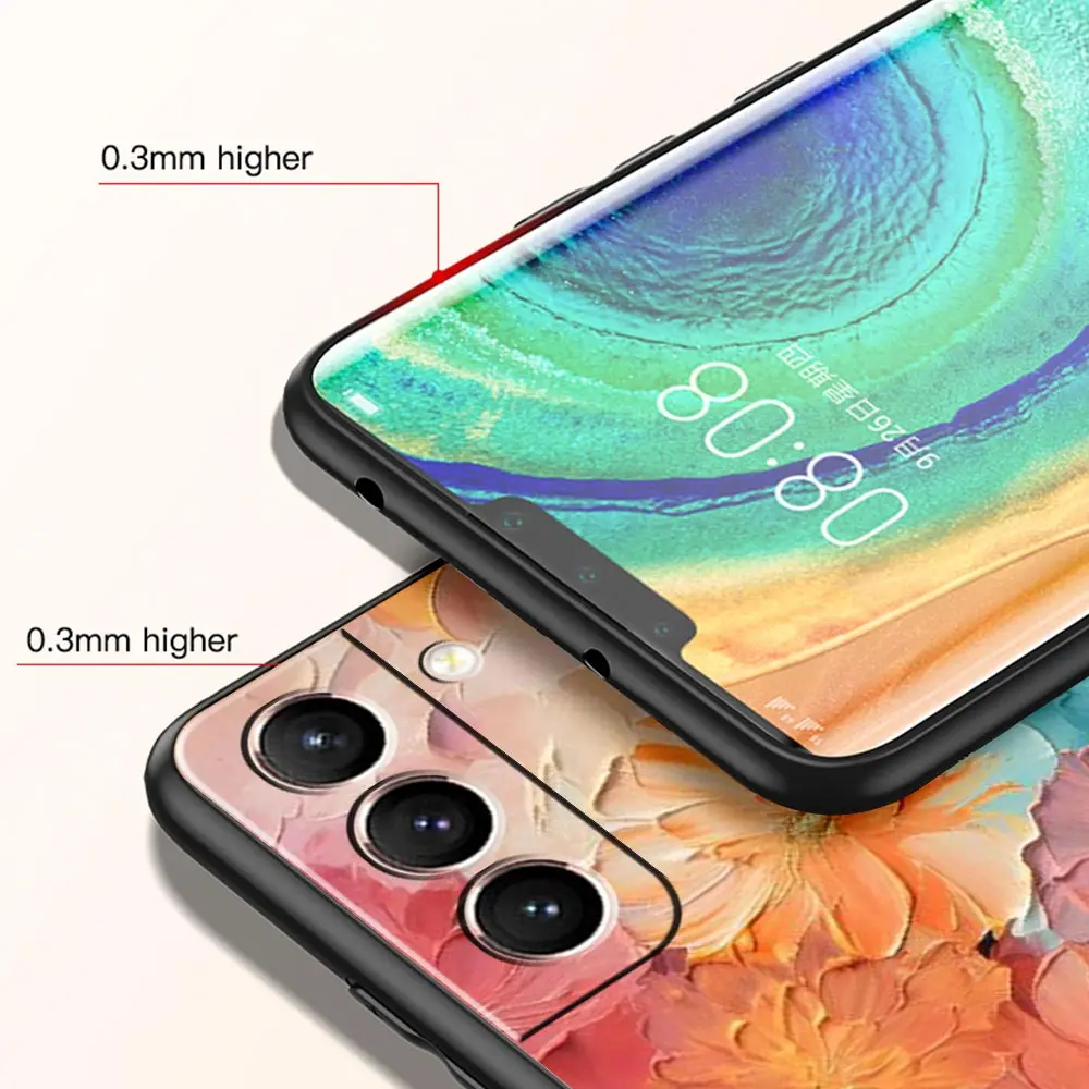 Oil Painting Of Flowers Phone Case For Samsung Galaxy S25 S24 S23 S22 S20 Ultra S21 FE 5G S10 Plus S10E Soft TPU Cover
