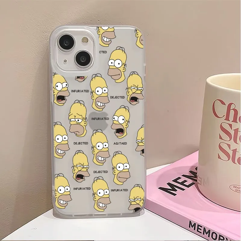 Cute full screen S-Simpsons Phone Case For iPhone 17 16E 16 15 14 Plus 13 12 11 8Plus Pro XS Max Matte Transparent Frosted Cover