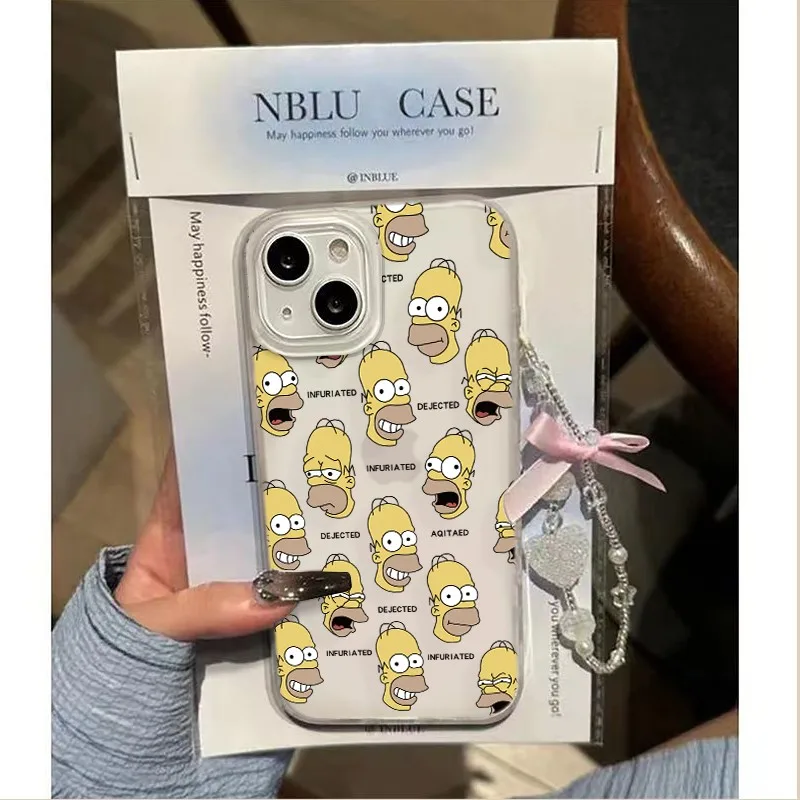 Cute full screen S-Simpsons Phone Case For iPhone 17 16E 16 15 14 Plus 13 12 11 8Plus Pro XS Max Matte Transparent Frosted Cover
