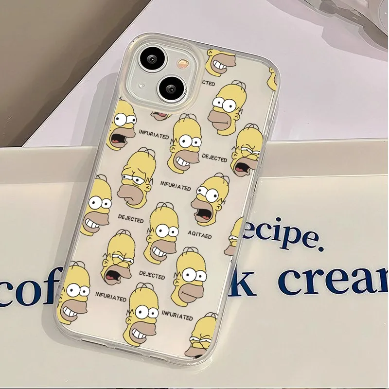 Cute full screen S-Simpsons Phone Case For iPhone 17 16E 16 15 14 Plus 13 12 11 8Plus Pro XS Max Matte Transparent Frosted Cover