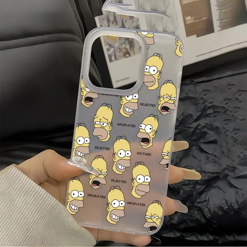 Cute full screen S-Simpsons Phone Case For iPhone 17 16E 16 15 14 Plus 13 12 11 8Plus Pro XS Max Matte Transparent Frosted Cover