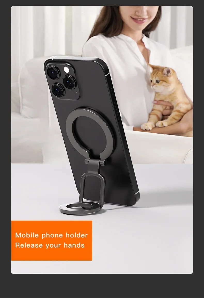 For MagSafe Double Sided Magnetic Phone Ring Holder Portable Folding Cellphone Stand Accessory Grip Bracket Support for IPhone16