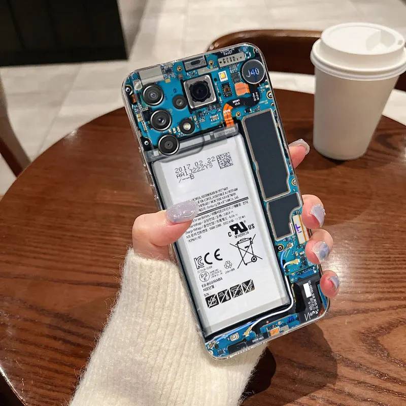 Retro Music Tapes Camera Circuit Board For Samsung A56 A55 A36 A54 A52 A53 5G A15 A14 A16 A25 A34 A35 A26 A06 A32 A72 Phone Case