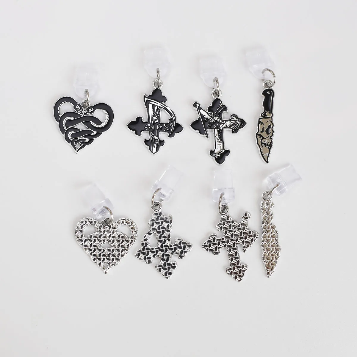 Mobile Phone Dust Plug Pendant Accessories Decoration Heart-shaped Double Snake Love Skull Cross For Iphone Type-c Port