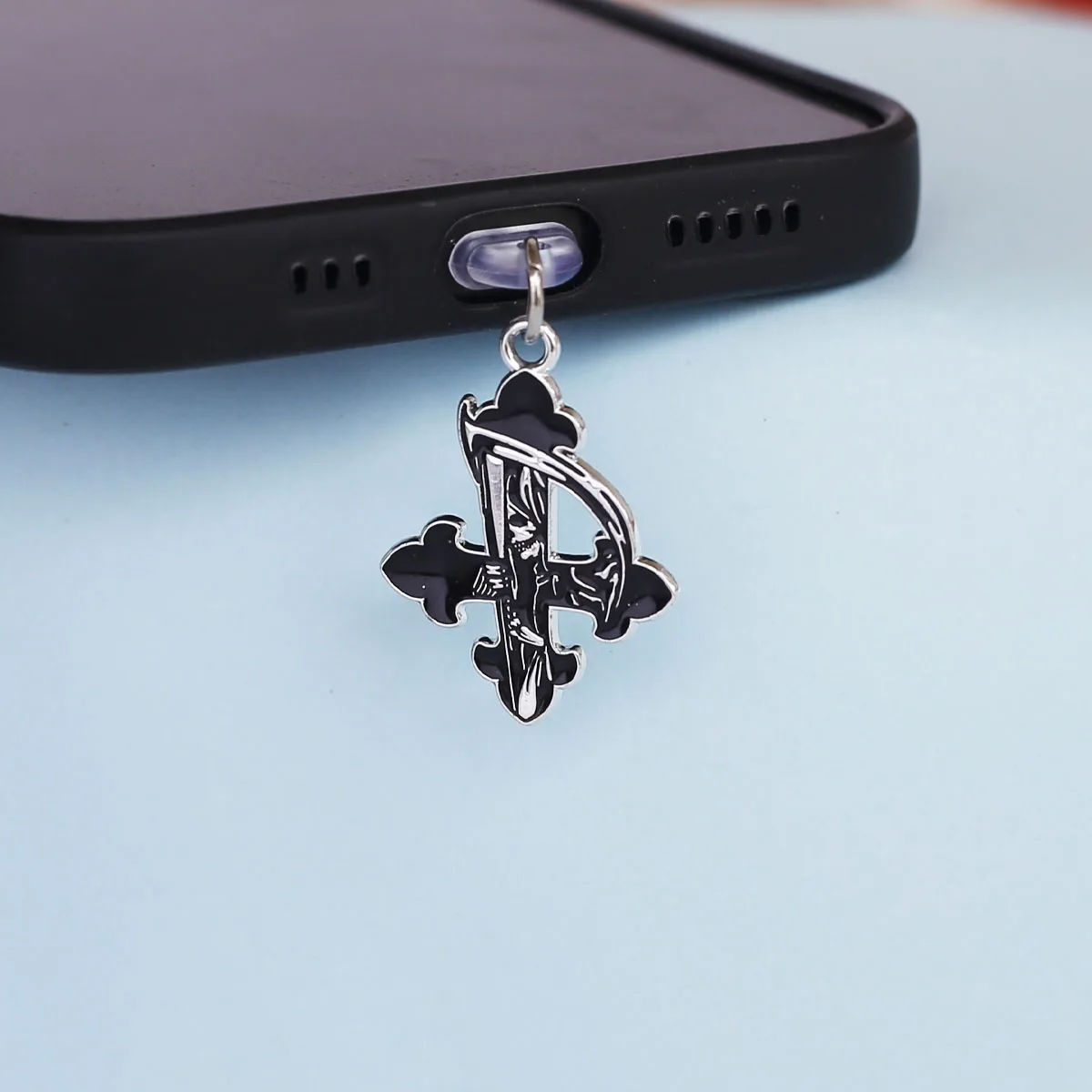 Mobile Phone Dust Plug Pendant Accessories Decoration Heart-shaped Double Snake Love Skull Cross For Iphone Type-c Port