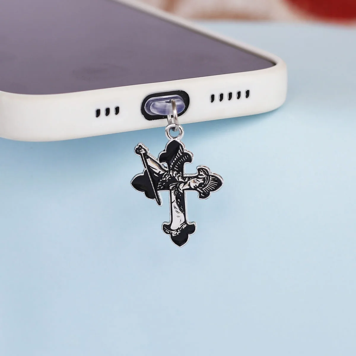 Mobile Phone Dust Plug Pendant Accessories Decoration Heart-shaped Double Snake Love Skull Cross For Iphone Type-c Port