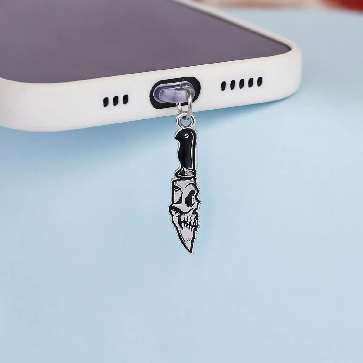 Mobile Phone Dust Plug Pendant Accessories Decoration Heart-shaped Double Snake Love Skull Cross For Iphone Type-c Port
