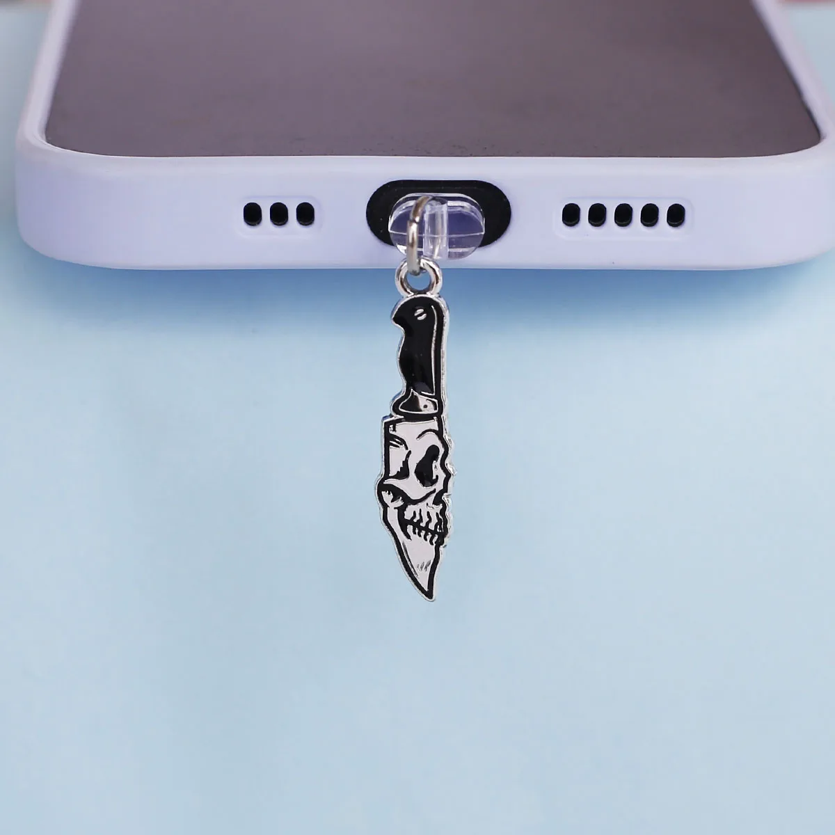 Mobile Phone Dust Plug Pendant Accessories Decoration Heart-shaped Double Snake Love Skull Cross For Iphone Type-c Port