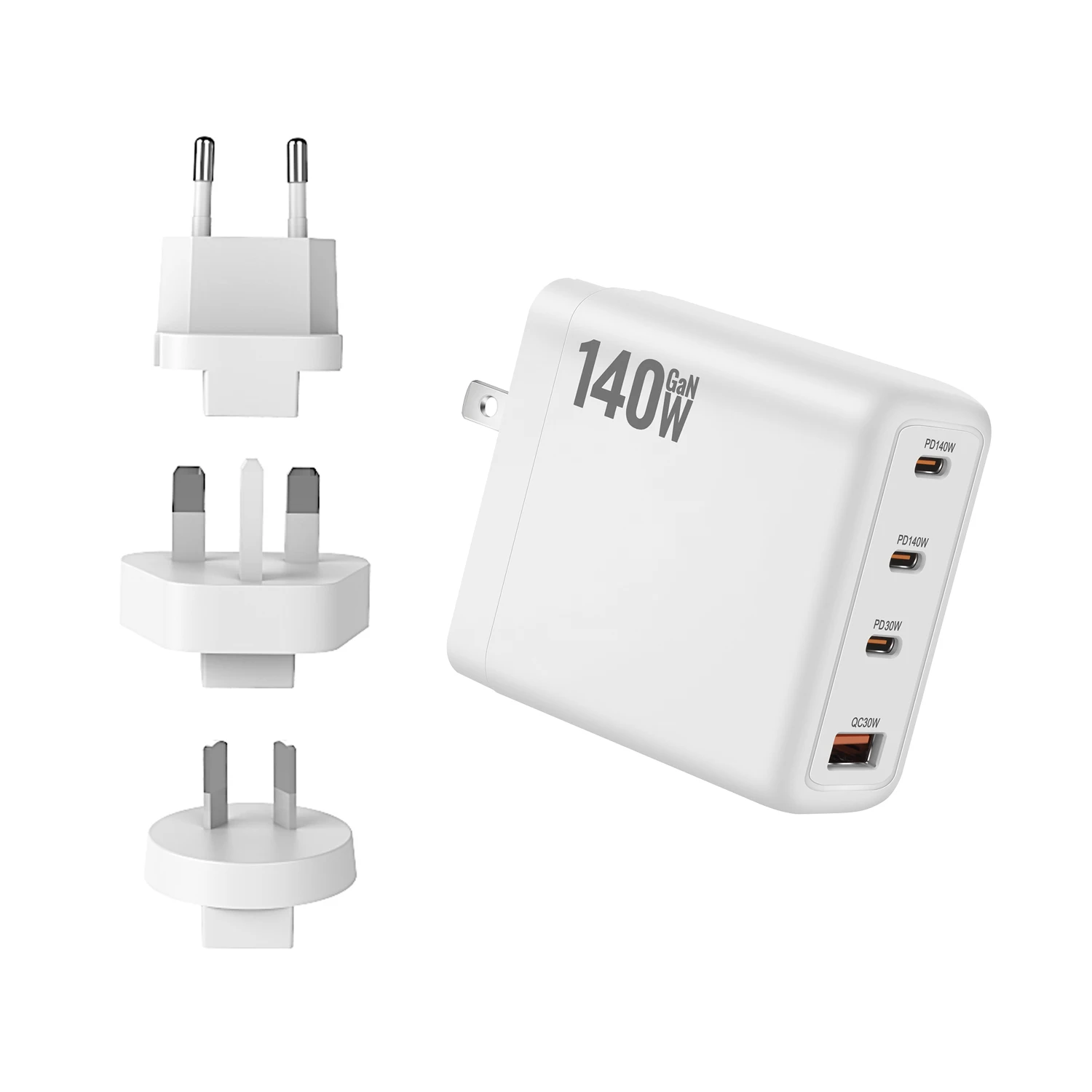 New 140W Multi-Port GaN Charger PD3.1 3C1A Super Fast Charging Head Compact Portable for Mobile Phones
