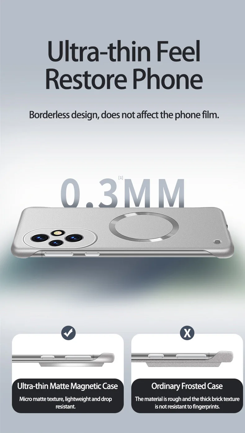 Ultrathin Slim Frameless Case For Magic 8 Lite 7Lite 6 Pro For Honor 400 Pro Magnetic Wireless Charging Hard Shell Cover