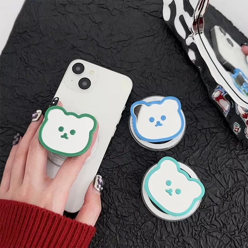 Korean Mirror Bear Magnetic Holder Phone Grip Tok Detachable Bracket for Magsafe Cute Animals Universal Smart Tok For iPhone 13
