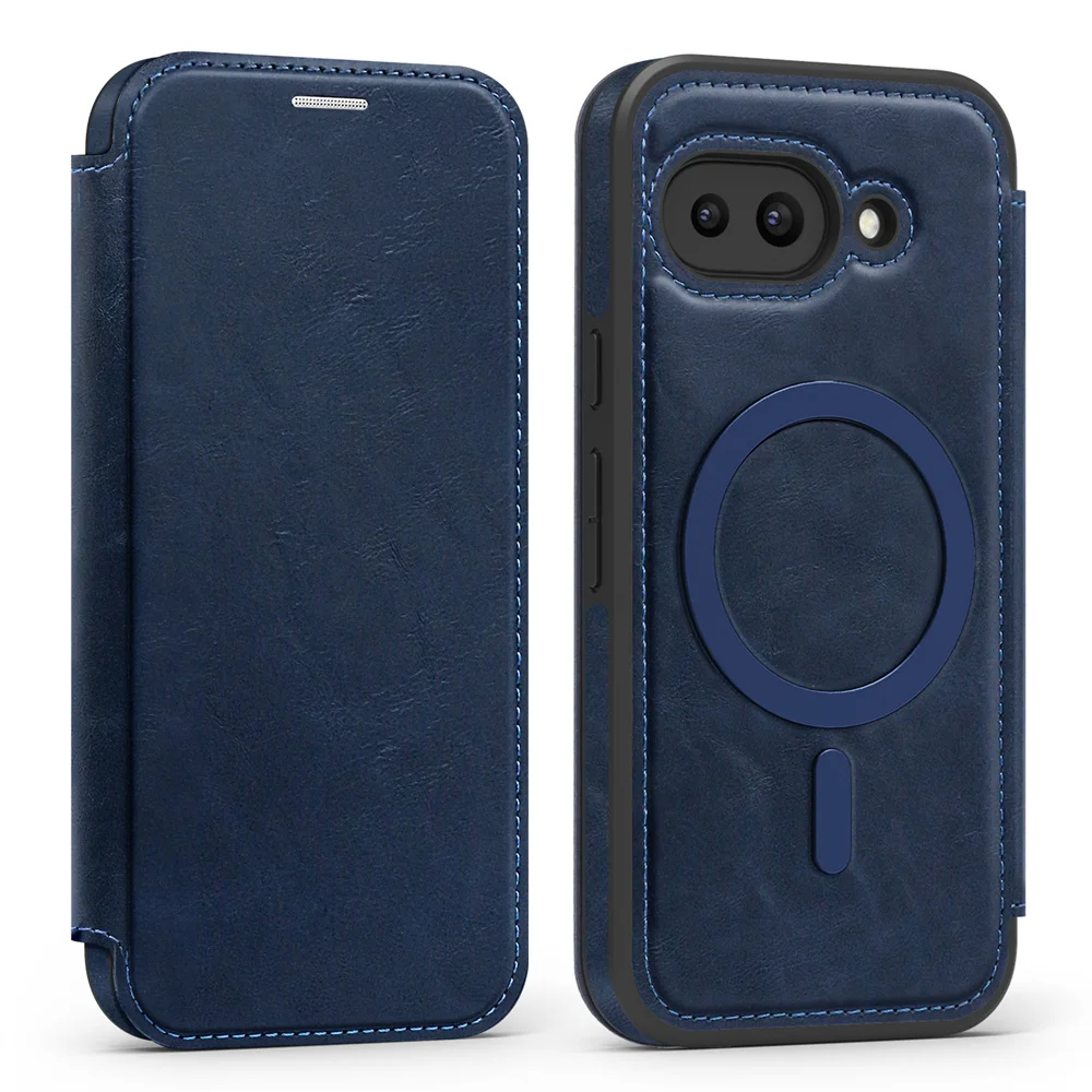 Luxury Flip Magnetic Slot Card Holder Leather Magnet Phone Case For Google Pixel 11 10 8 9 Pro XL 9A Solid Color Business Cover