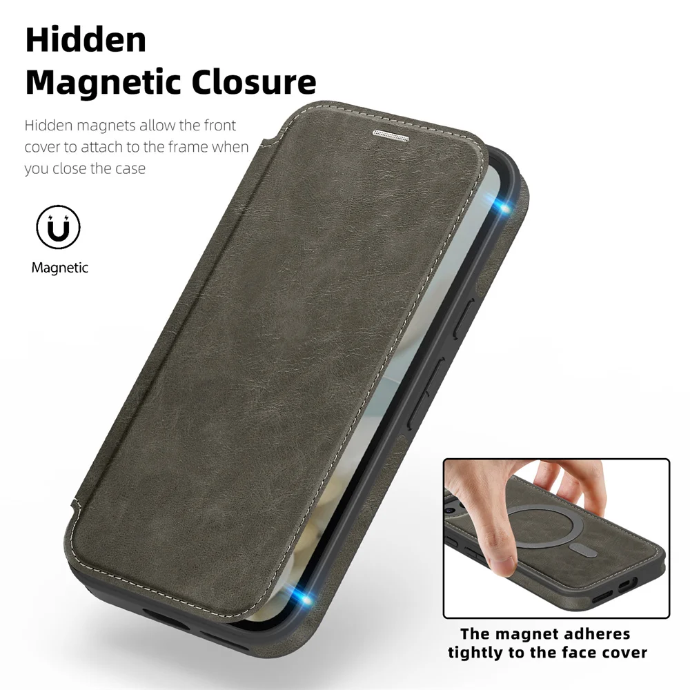 Luxury Flip Magnetic Slot Card Holder Leather Magnet Phone Case For Google Pixel 11 10 8 9 Pro XL 9A Solid Color Business Cover