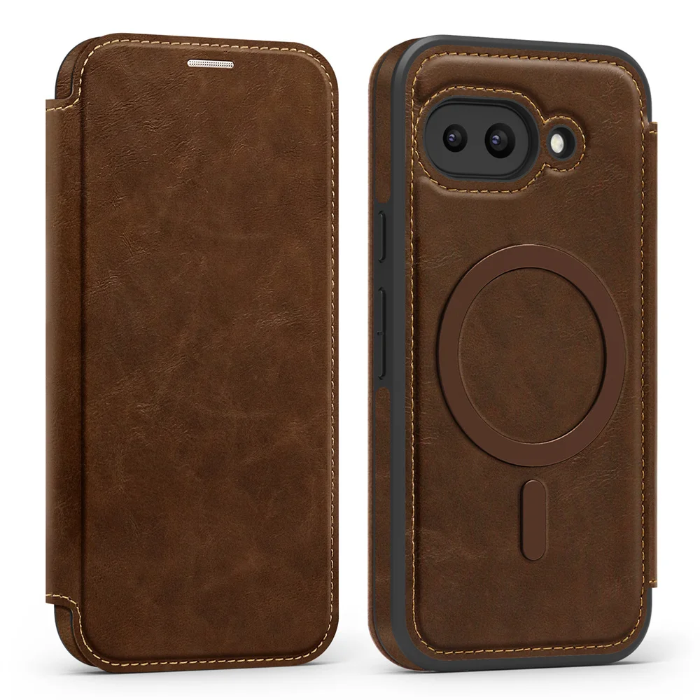 Luxury Flip Magnetic Slot Card Holder Leather Magnet Phone Case For Google Pixel 11 10 8 9 Pro XL 9A Solid Color Business Cover