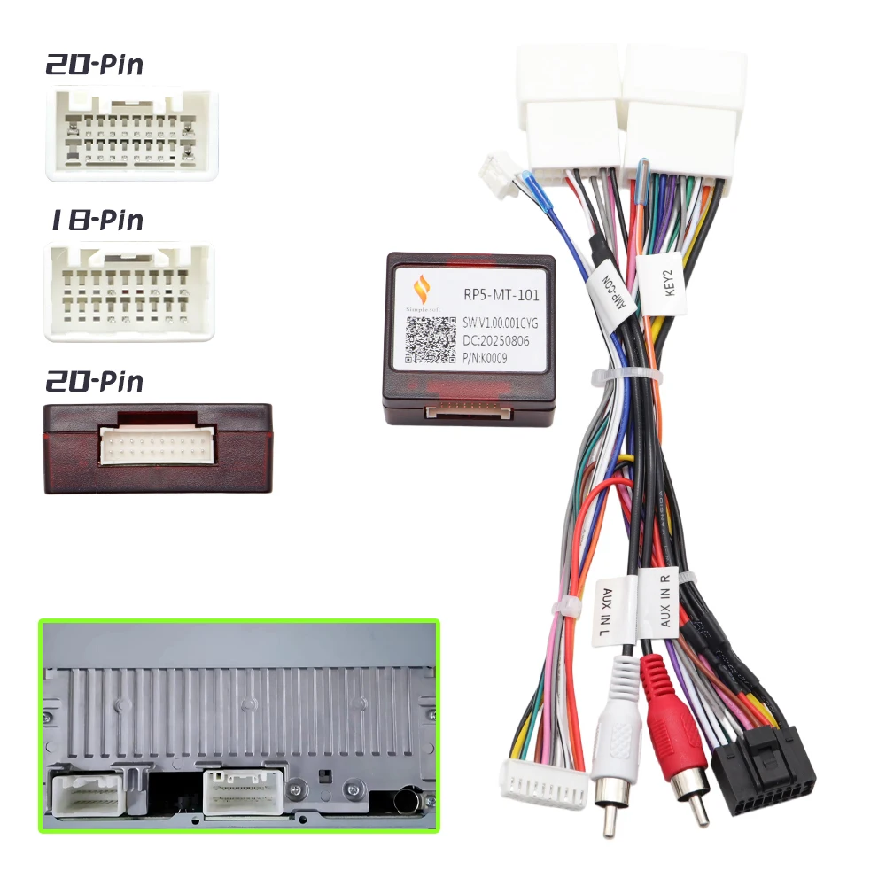 Car 16pin Audio Wiring Harness Canbus Decoder Box RP5-MT-101 for Mitsubishi Outlander Pajero Stereo Installation Wire Adapter