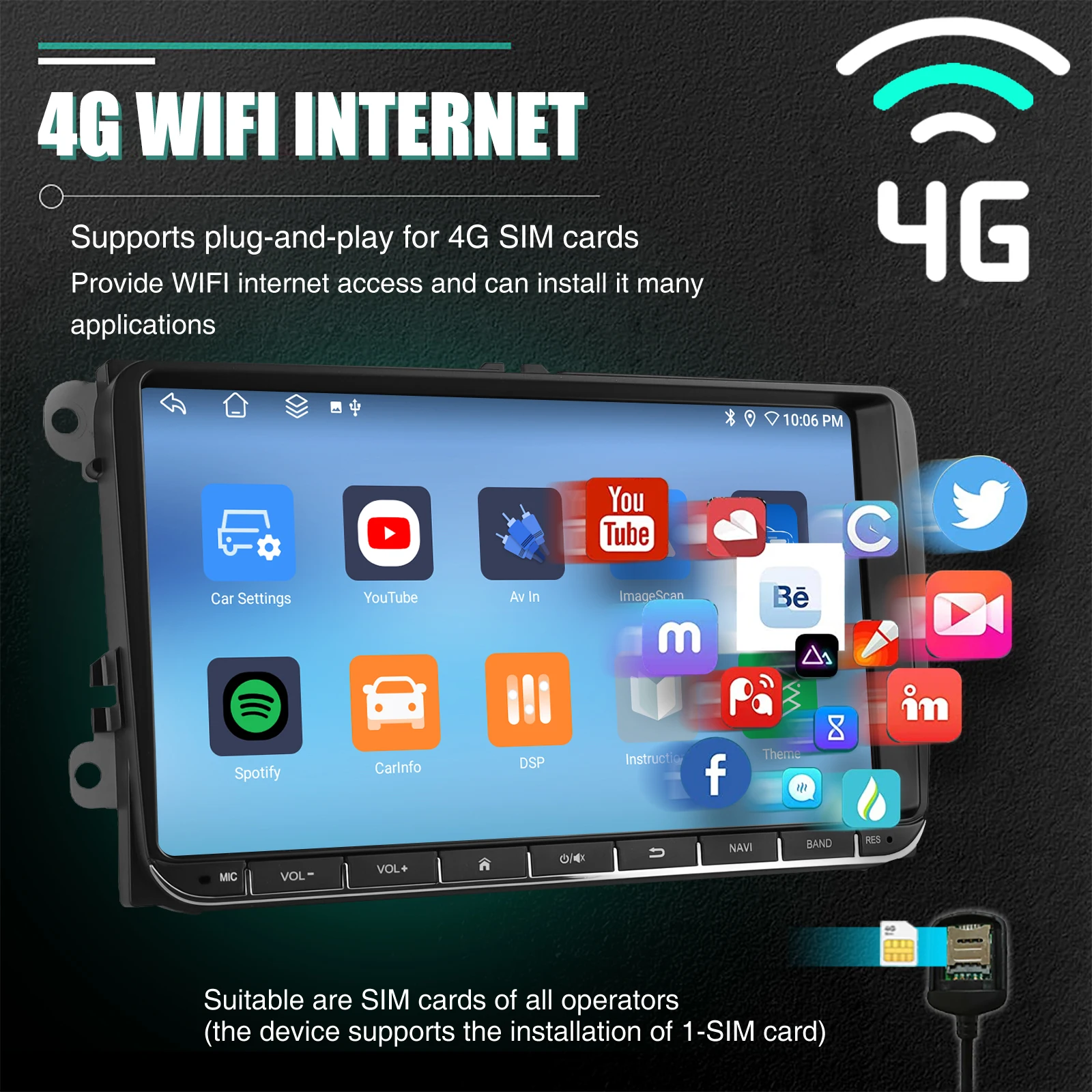 ESSGOO 2 Din Android Car Radio 9 Inch Carplay RDS AM FM Bluetooth WiFi Multimedia Autoradio For VW Volkswagen Passat B6 B7 Skoda