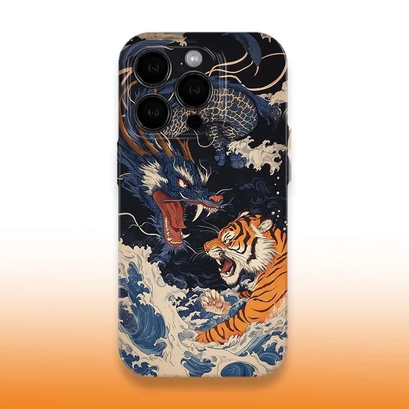 JapaneseUkiyoStyleDragon&TigerPhoneCaseforSamsungGalaxyS22S23S24S25FEPlusNote20Ultra4G5GGlossyFilmHardPC