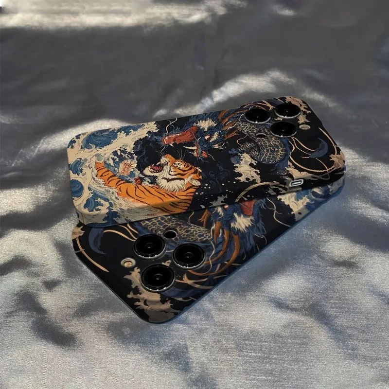 JapaneseUkiyoStyleDragon&TigerPhoneCaseforSamsungGalaxyS22S23S24S25FEPlusNote20Ultra4G5GGlossyFilmHardPC