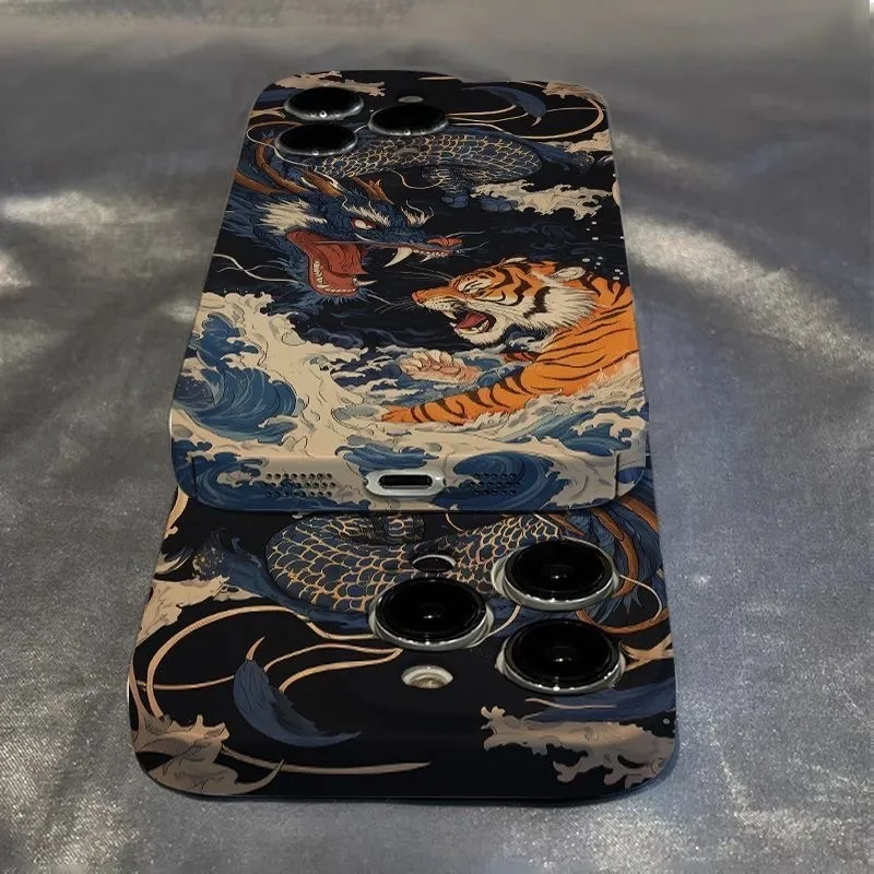 JapaneseUkiyoStyleDragon&TigerPhoneCaseforSamsungGalaxyS22S23S24S25FEPlusNote20Ultra4G5GGlossyFilmHardPC