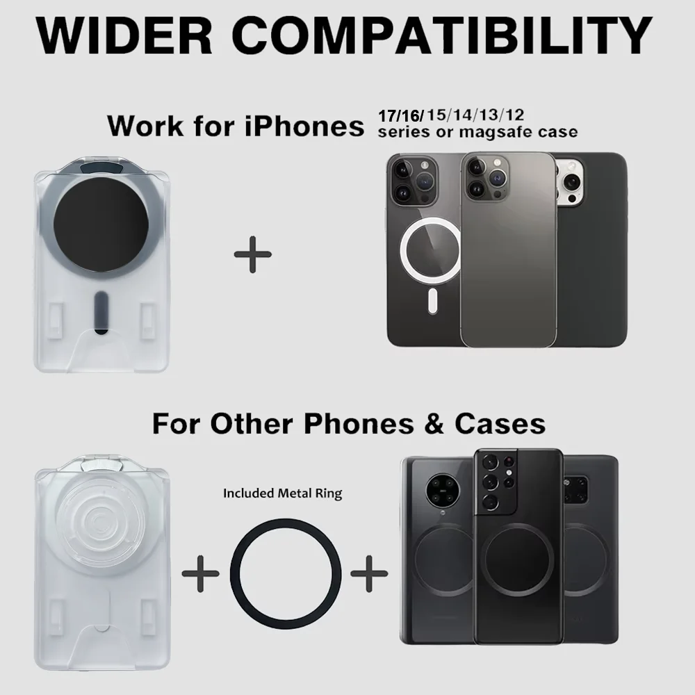 Grippopso Upgrade Cellphone Magnetic Card Holder Tok For Samsung For IPhone 14 12 13 15 16 Pro Max 15Plus Bank ID Card