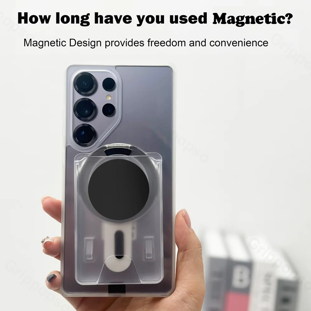 Grippopso Upgrade Cellphone Magnetic Card Holder Tok For Samsung For IPhone 14 12 13 15 16 Pro Max 15Plus Bank ID Card