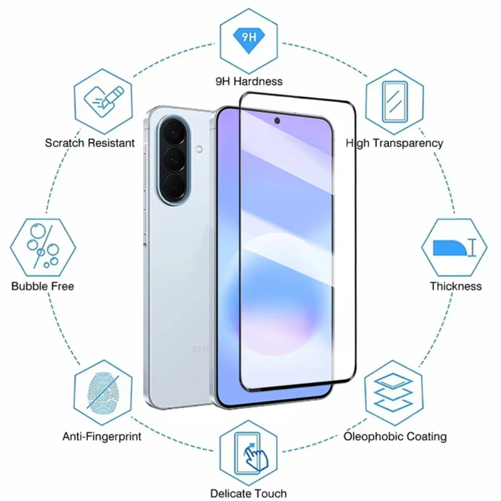 3PCS Full Cover Screen Protectors For Samsung Galaxy A57 A37 5G A56 A17 A36 A55 A16 A15 A54 A35A14 A34 A13 A53 Tempered Glass