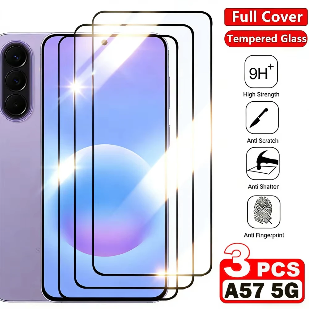 3PCS Full Cover Screen Protectors For Samsung Galaxy A57 A37 5G A56 A17 A36 A55 A16 A15 A54 A35A14 A34 A13 A53 Tempered Glass