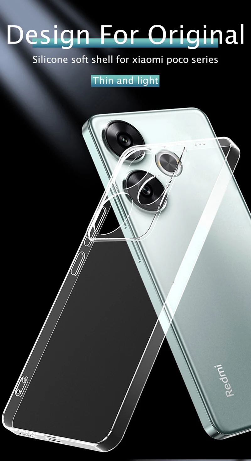 Transparent Soft Case For Xiaomi Poco F6 F5 F4 F3 F2 X6 X5 X4 X3 Pro Gt 5g Clear Silicone Ultra Thin Cover Fit Shockproof Shell