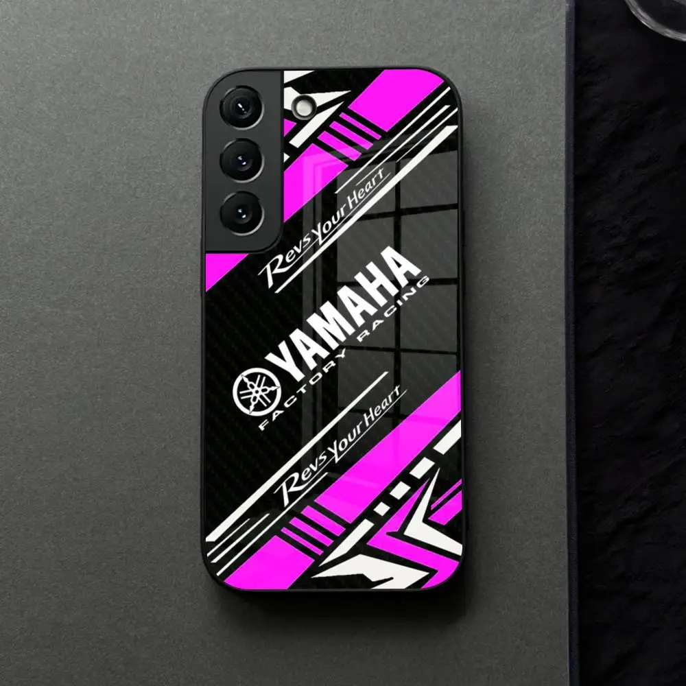 Motorcycle Racing Y-YamahaES-A Phone Case Glass For Samsung Galaxy S21 S26 S25 S22 S20 S24 S23 Ultra Fe Plus A16 A34 A54 A24 A53