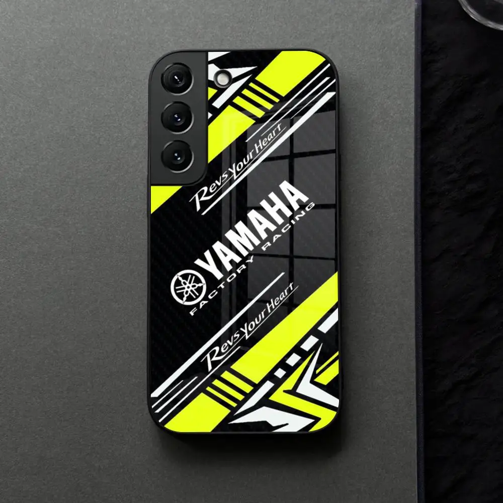 Motorcycle Racing Y-YamahaES-A Phone Case Glass For Samsung Galaxy S21 S26 S25 S22 S20 S24 S23 Ultra Fe Plus A16 A34 A54 A24 A53