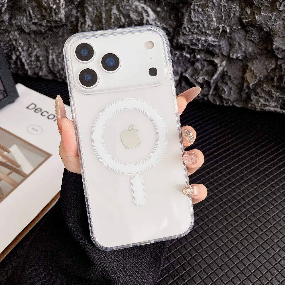 Transparent Original Magnetic Phone Case for Apple IPhone 18 17 16 15 14 Plus 13 12 Mini 11 Pro XS Max for Magsafe Clear Cover